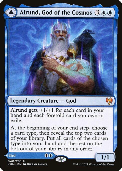 Alrund, God of the Cosmos // Hakka, Whispering Raven (front)