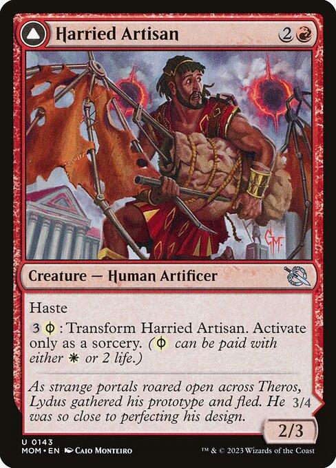 Harried Artisan // Phyrexian Skyflayer (front)