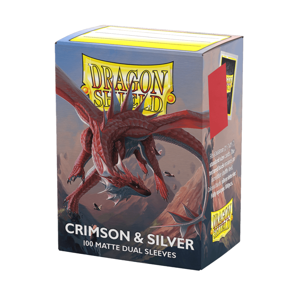 100 Dragon Shield Sleeves - Matte Dual Crimson & Silver