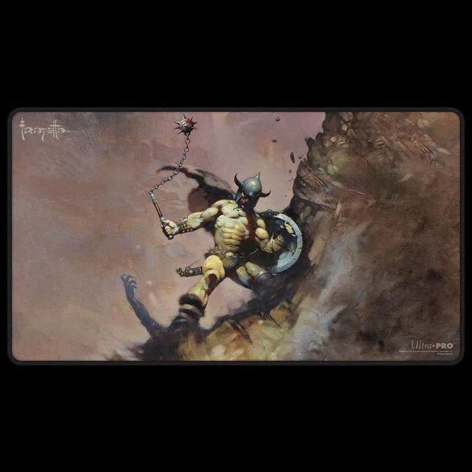 Ultra-Pro: Magic the Gathering - Frank Frazetta - Black Stitched Playmat - Warrior wtih Ball and Chain