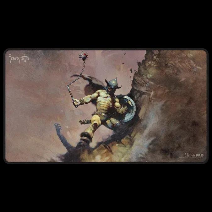 Ultra-Pro: Magic the Gathering - Frank Frazetta - Black Stitched Playmat - Warrior wtih Ball and Chain