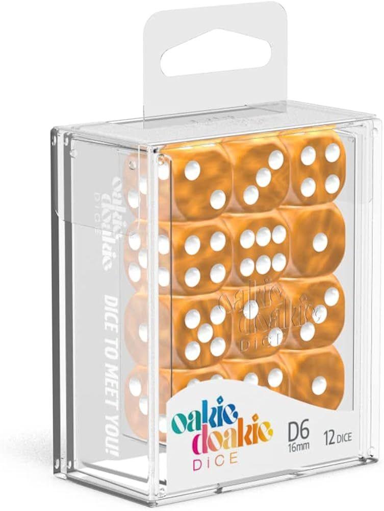 Oakie Doakie Dice D6 Marble-Orange 12