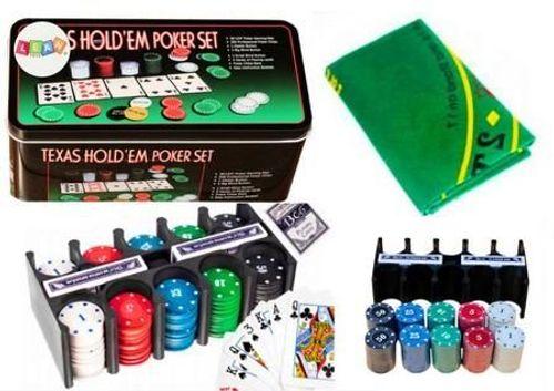 Zestaw do gry w pokera plansza 2 talie kart żetony