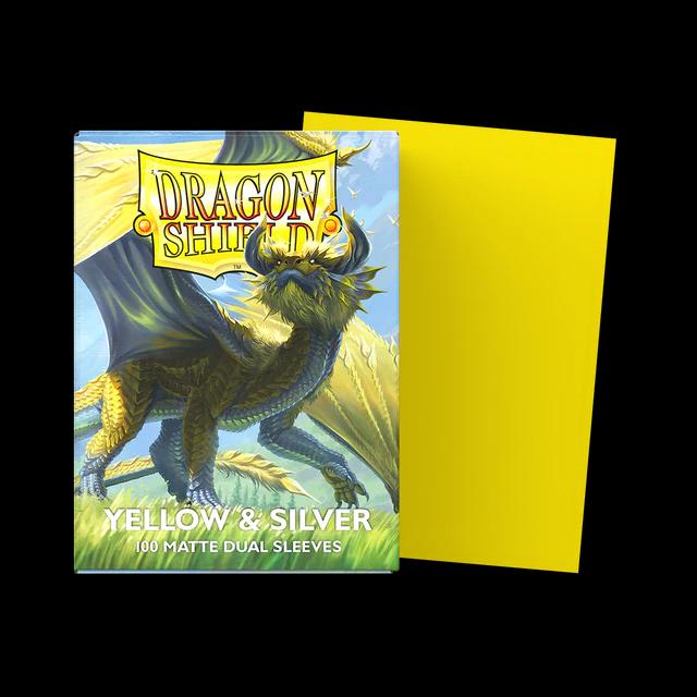 100 Dragon Shield Sleeves - Matte Dual Yellow & Silver