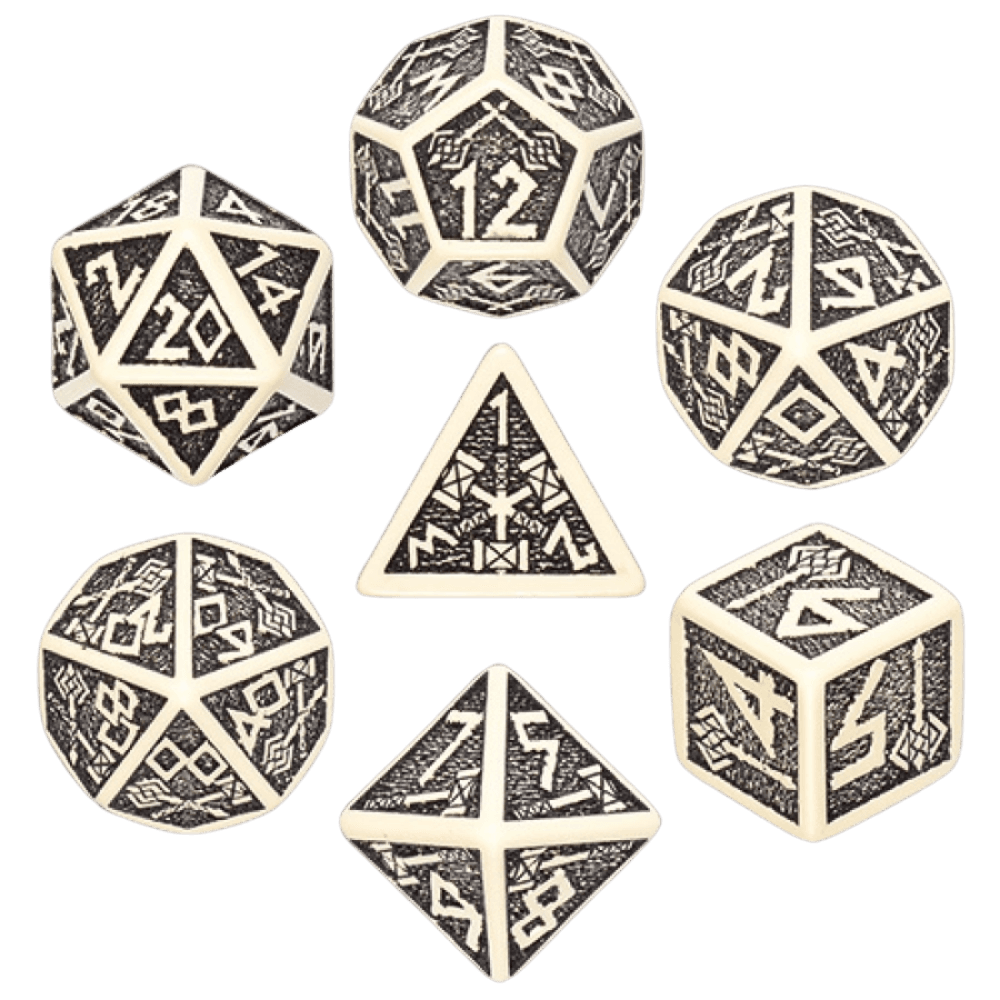 Kości RPG: Krasnoludzkie - Beżowo - czarny