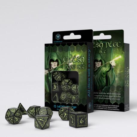 Elvish Black & Glow In The Dark Dice Set