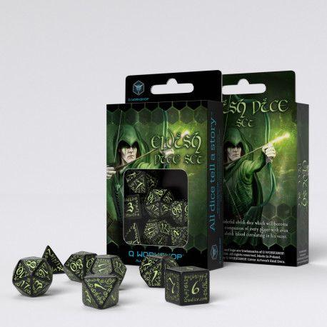 Elvish Black & Glow In The Dark Dice Set