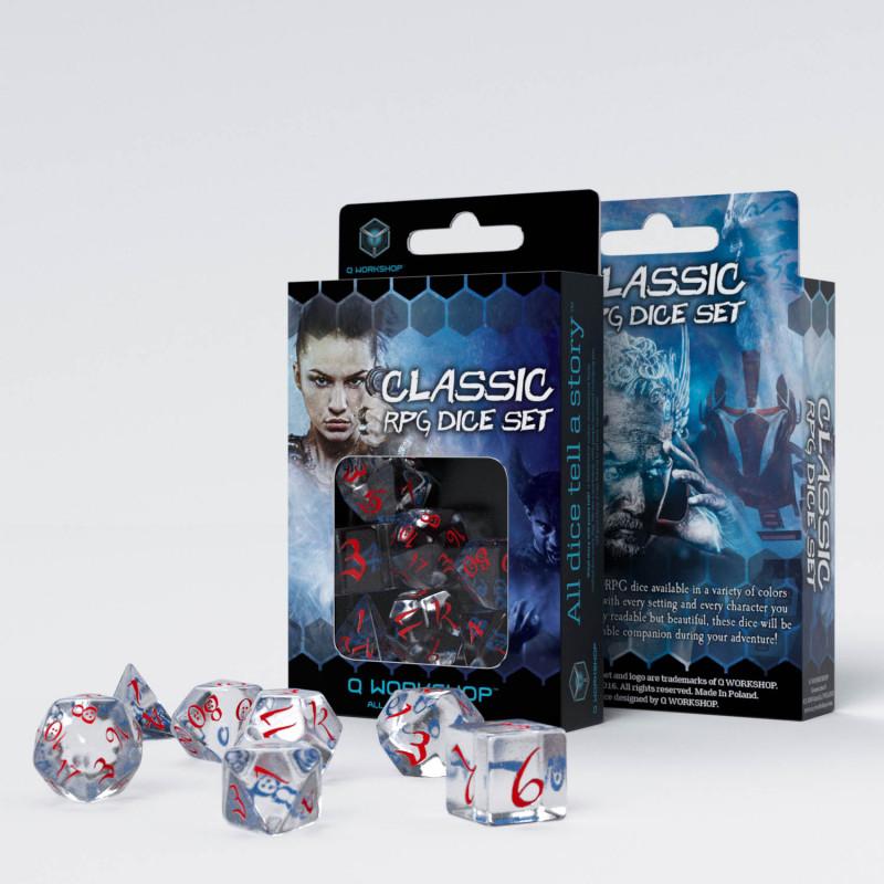 Classic RPG Dice Set Translucent & Blue-Red