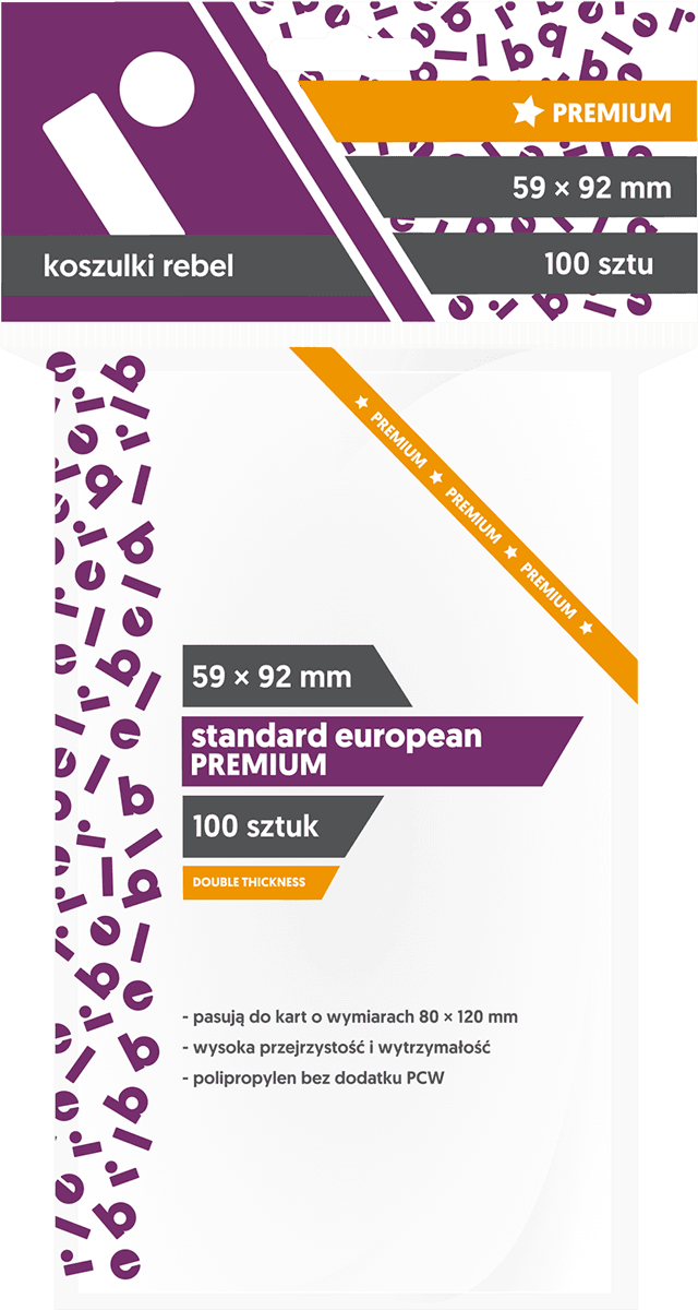 Koszulki na karty Rebel (59x92 mm) "Standard European Premium", 100 sztuk