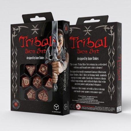 Tribal Dice Set: Shimmering Red & Beige