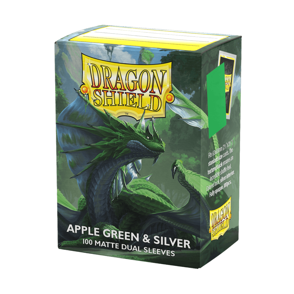 100 Dragon Shield Sleeves - Matte Dual Apple Green & Silver