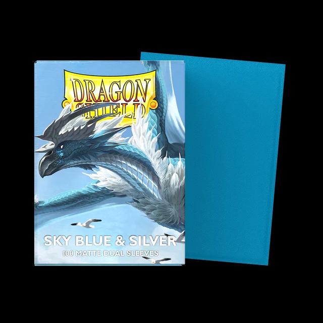 100 Dragon Shield Sleeves - Matte Dual Sky Blue & Silver