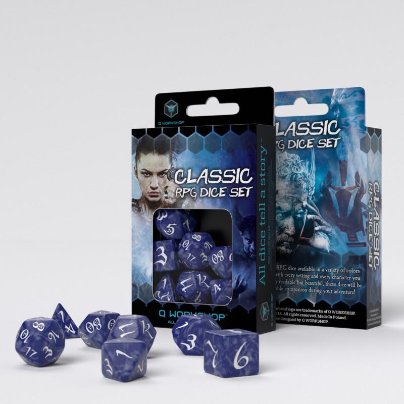 Classic RPG Dice Set Cobalt & White