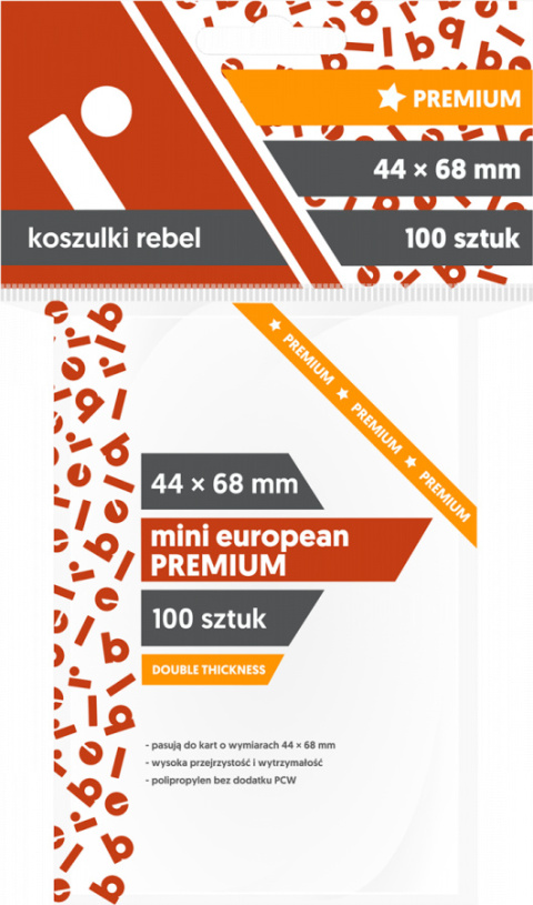 Koszulki na karty Rebel (44x68 mm) "Mini European Premium", 100 sztuk